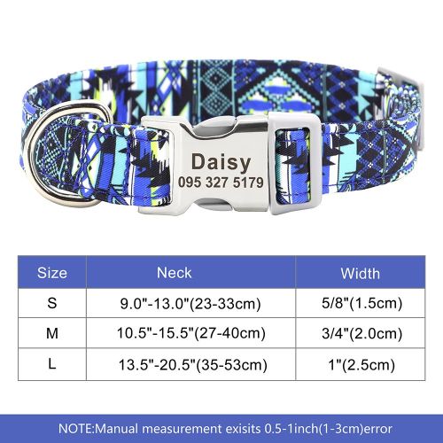 Adjustable Nylon Dog Collar Personalized Dogs Cat ID